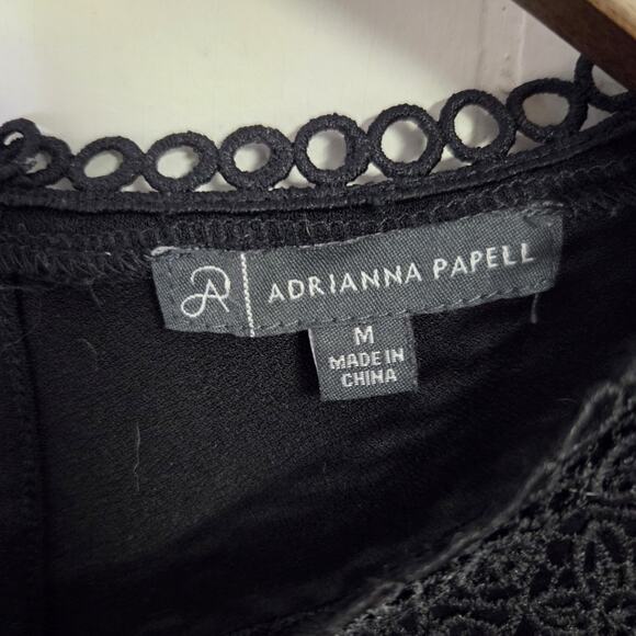 Adrianna Papell Lacey Ruffled Black Tank Top Size Medium - Picture 3 of 8